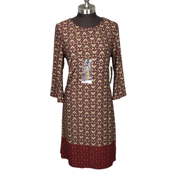 Tacera Dresses & Skirts - NWT Tacera Geometric Long Sleeve Shift Dress